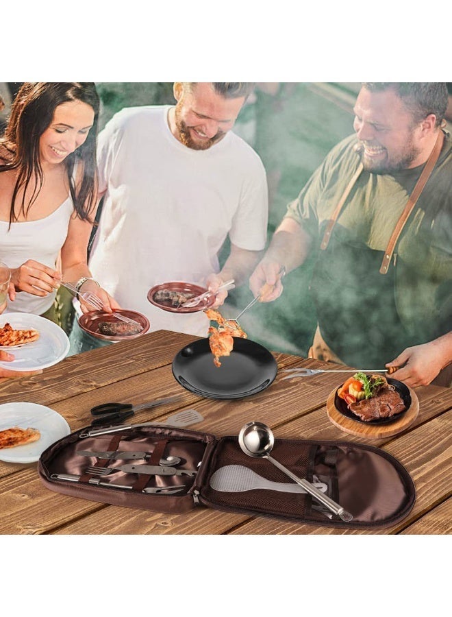 1pcs Ethnic Style Camping Cooking tools Travel Organizer Bag, Portable Barbecue Utensil Storage pocket, outdoor Kitchen tableware storage with handle，For Storing Knives, Forks, Spoons ﻿ - Image 5