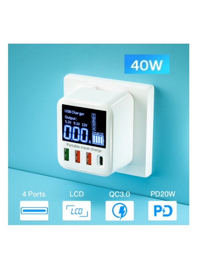 40W USB Wall Charger 4 Port With LED Display For iphone ipad Huawei Xiaomi Samsung - Image 1