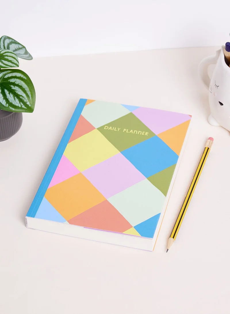 Raspberry Blossom Check Printed 304 Daily Planner