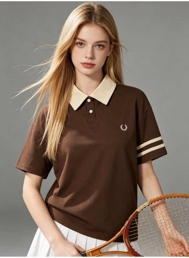 Fred Perry wheat ear LOGO contrast lapel Polo shirt for men and women with retro college style short-sleeved T-shirts for couples. - Image 5
