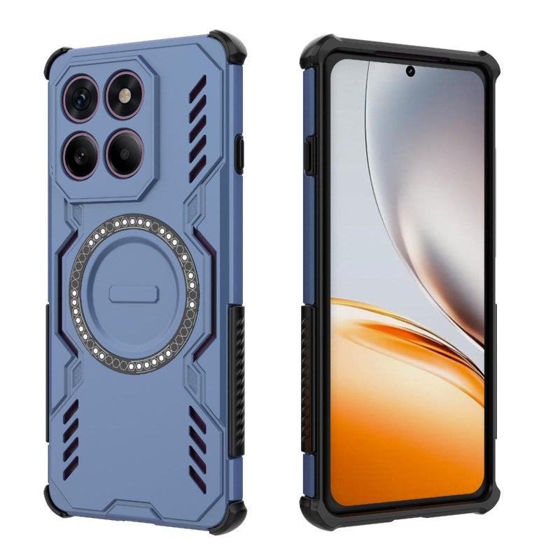 erorex For Motorola Edge 60 Pro 5G  Armor MagSafe Magnetic Ring Shockproof Phone Case(Blue) - Image 4