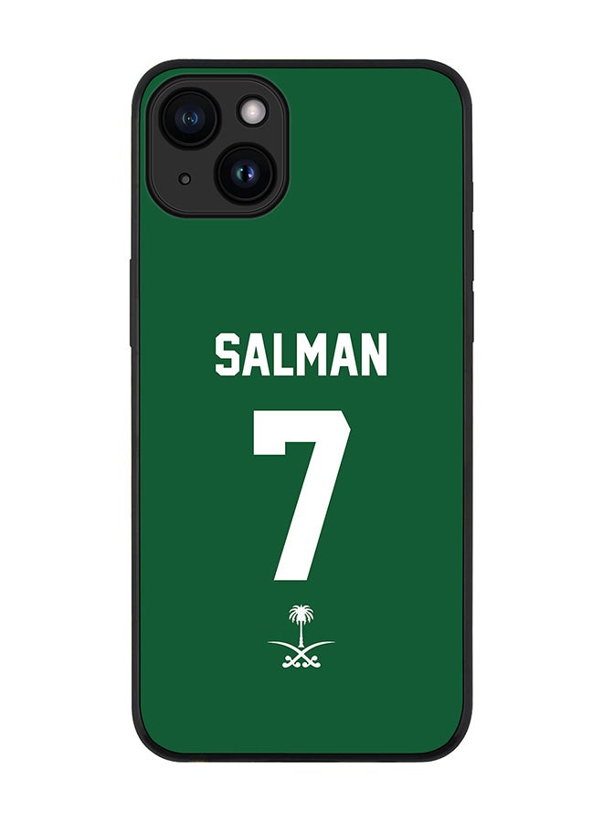 Stylizedd غطاء لجهاز آيفون 15 بلس - أسود متين نحيف مرن واقي - فريق كرة القدم - المملكة العربية السعودية - اسم اللاعب - سلمان - Image 1