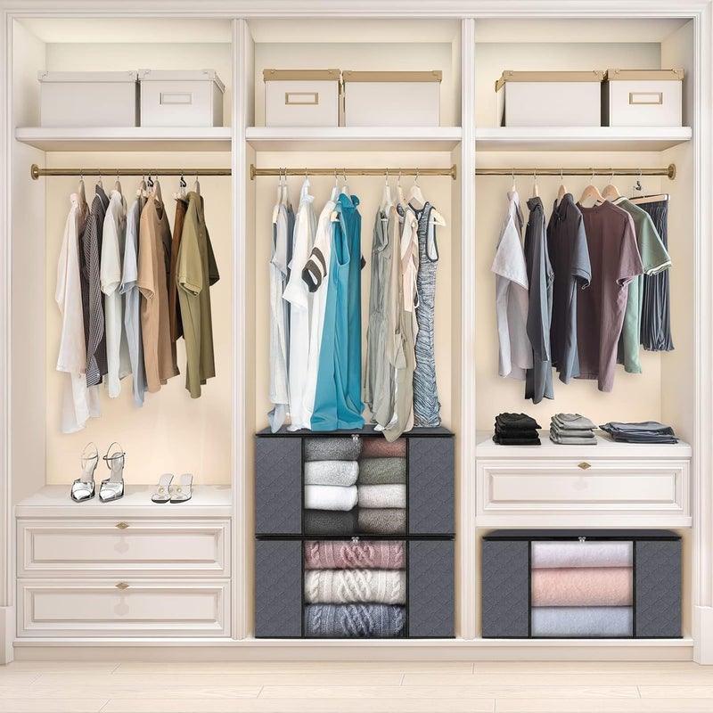 STARFLYER Clothes Storage Foldable Blanket Storage Bags Storage Containers for Organizing Bedroom Closet Clothing Comforter Organization and Storage with Lids and Handle Grey 3 UNDERBED - Image 5