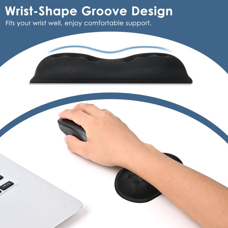VANKEY Mouse Wrist Rest, Desk Wrist Pad for Mouse, Comfortable Computer Mouse Wrist Support, Ergonomic Wrist Rest with Memory Foam Fillings, Non-Slip Base (Black) - Image 4