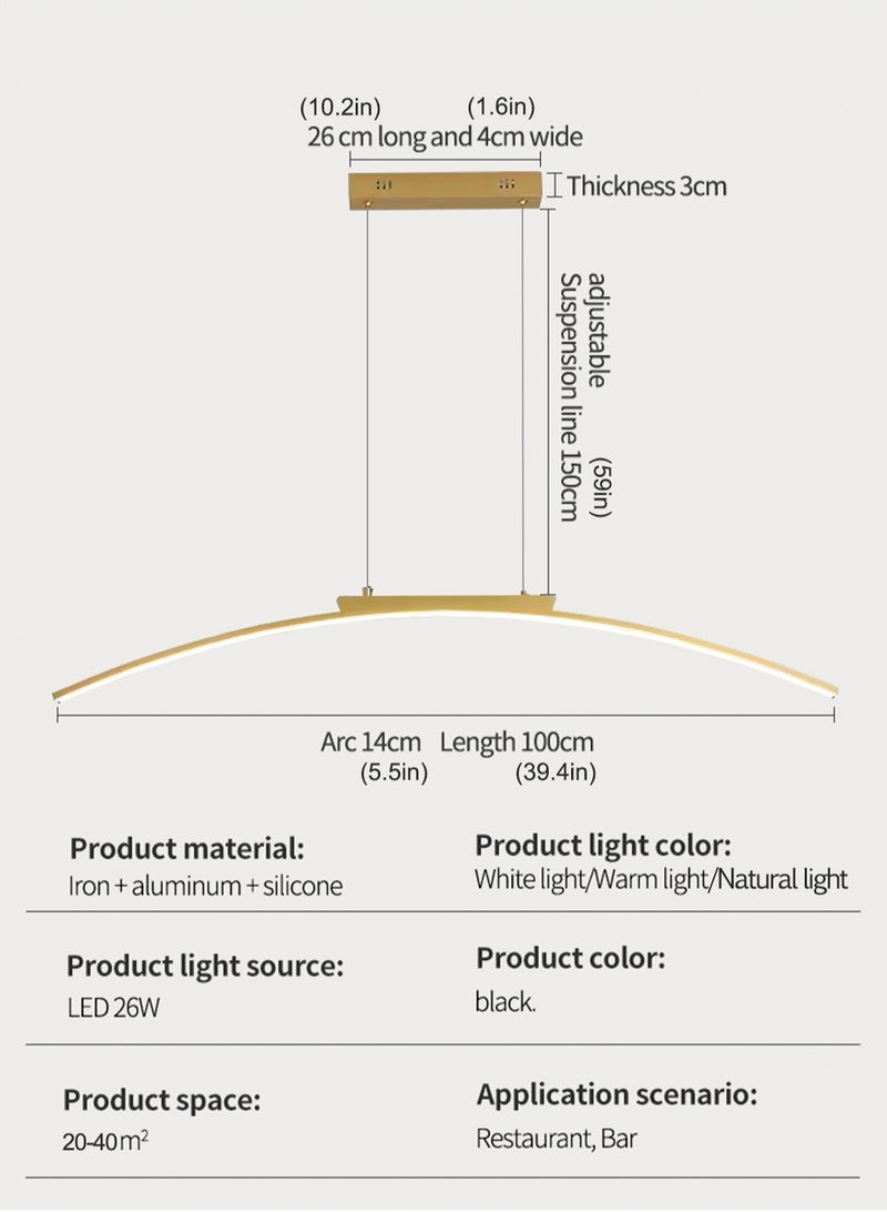 LOOPITYS 100CM - Three color temperature - Modern luxury - Restaurant pendant light, bedroom pendant light, 150cm height adjustable,chandelier - Image 3