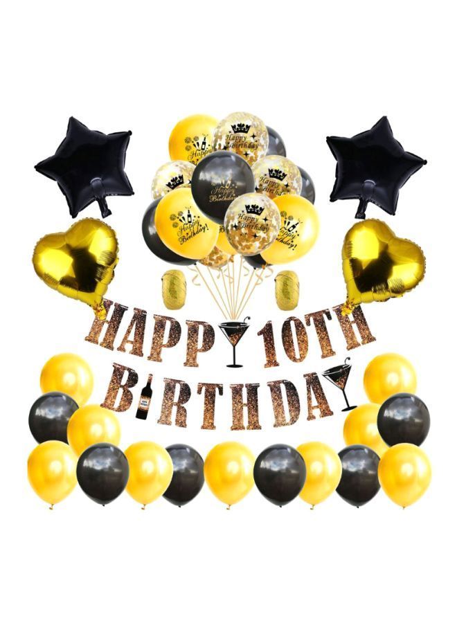 NIBEMINENT 42-Piece Happy 10th Birthday Flag Balloon Set - Image 1