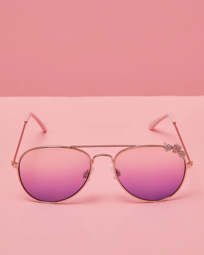 Redtag Girls Aviator Sunglasses With Embellished Case