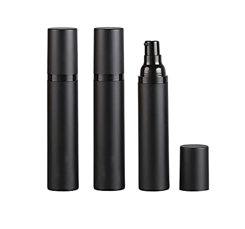 Wresty 3 Pack Black Airless Pump Bottle Travel Lotion Bottles Cosmetic Cream Bottle Vacuum Pump Bottles Makeup Dispenser Container (50ml/1.7oz) - Image 1