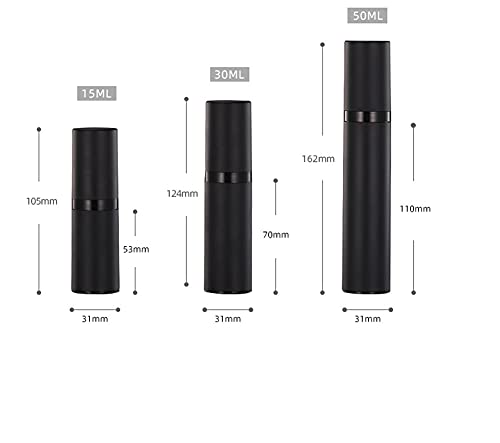 Wresty 3 Pack Black Airless Pump Bottle Travel Lotion Bottles Cosmetic Cream Bottle Vacuum Pump Bottles Makeup Dispenser Container (50ml/1.7oz) - Image 4