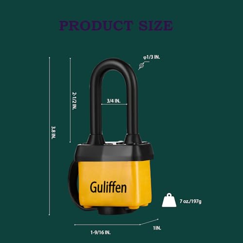 Guliffen Weatherproof Laminated Steel Padlock with Same Key, Outdoor Padlock with Long Shackle for Gate, Fence, Shed,Garage, 6 Pack - Image 3