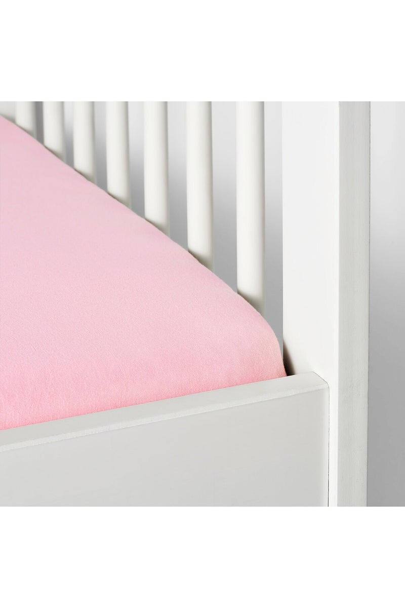 LEN Fitted sheet for cot, white/pink, 60 x 120 cm - Image 3