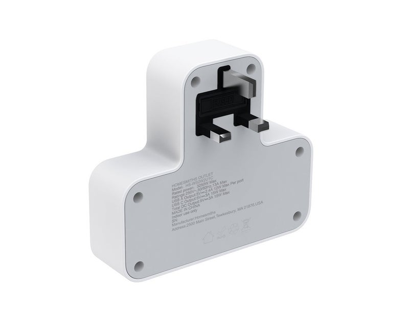 هومسميثز هومسميثس محول مقبس حائط 5 في 1 مع 2 منافذ USB-A ومنفذ USB-C واحد للشحن السريع، محول عالمي متعدد المقابس وشريط طاقة، متوافق مع مقابس الإمارات والمملكة المتحدة وأوروبا، للمنزل والمكتب والسفر - Image 5