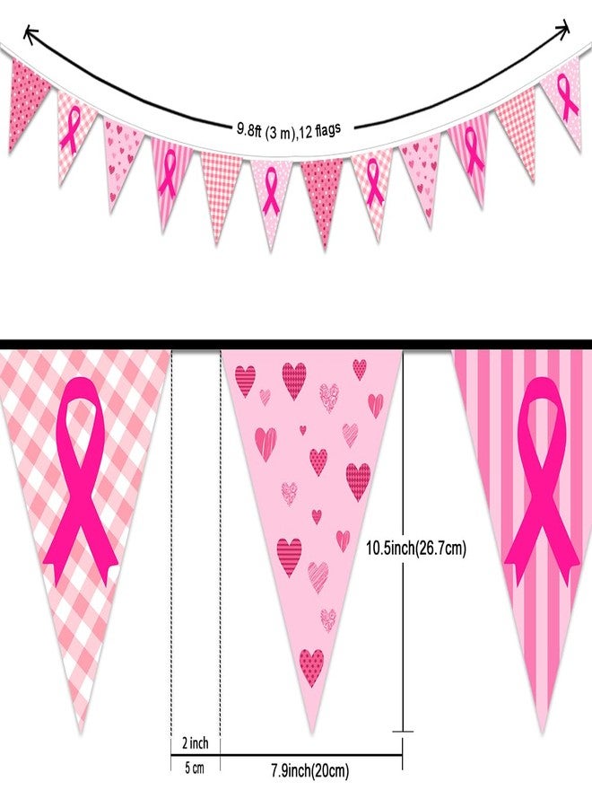 WLWLGLUCK Breast Cancer Pennant Banner for Pink Ribbon Party Indoor and Outdoor Decorations, Breast Cancer Awareness Supplies and Decorations, Fabric Hanging Banner for Breast Cancer Awareness Scene - Image 2