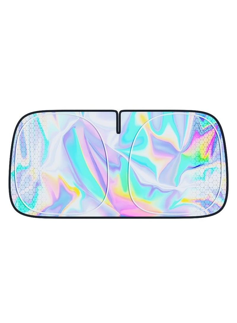 Car Sunshade - Titanium Silver Alloy, 4-Layer UV Protection & Heat Insulation for Windshield, Front/Rear Windows, Laser Design - Image 5
