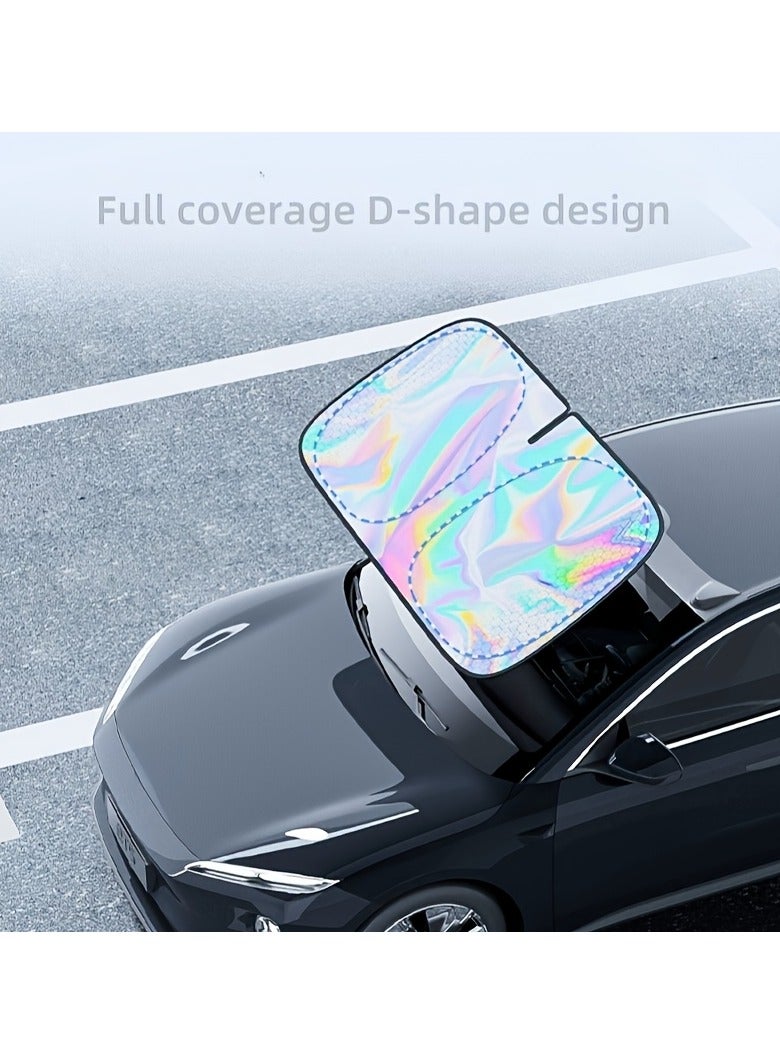 Car Sunshade - Titanium Silver Alloy, 4-Layer UV Protection & Heat Insulation for Windshield, Front/Rear Windows, Laser Design - Image 2