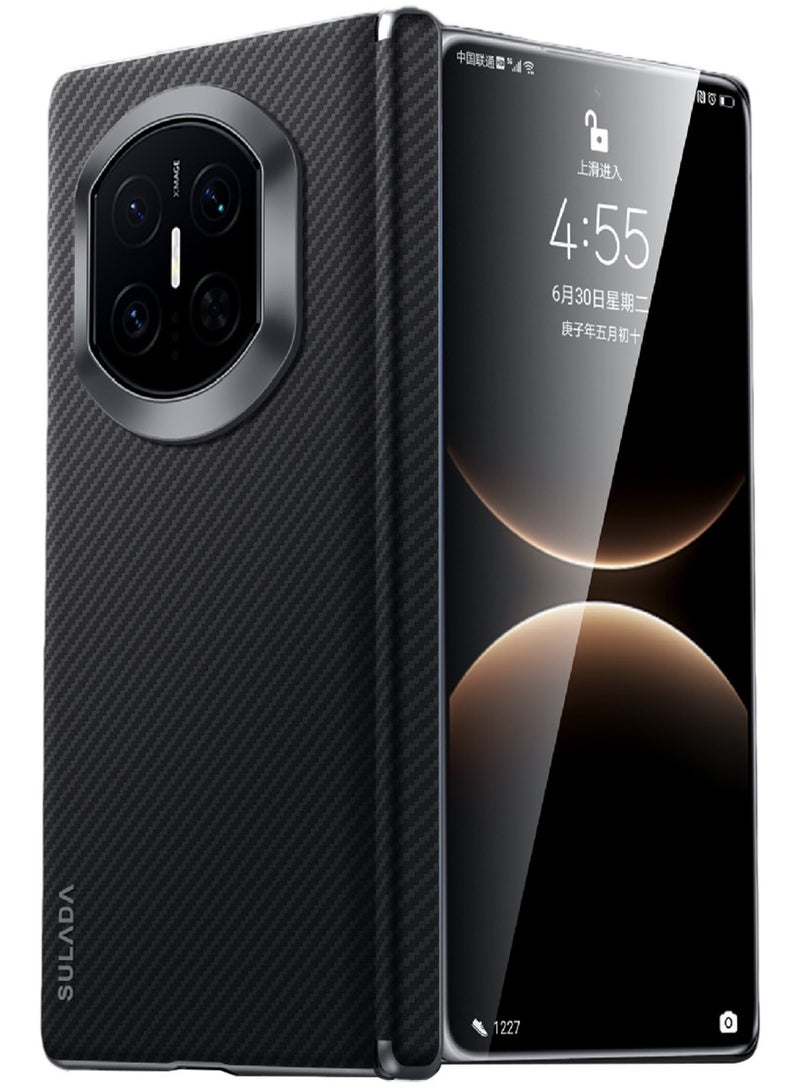SULADA Magnetic Leather Case for Huawei Mate X7, Carbon Fiber Texture, Hinge Cover Camera Protection, Black - Image 1
