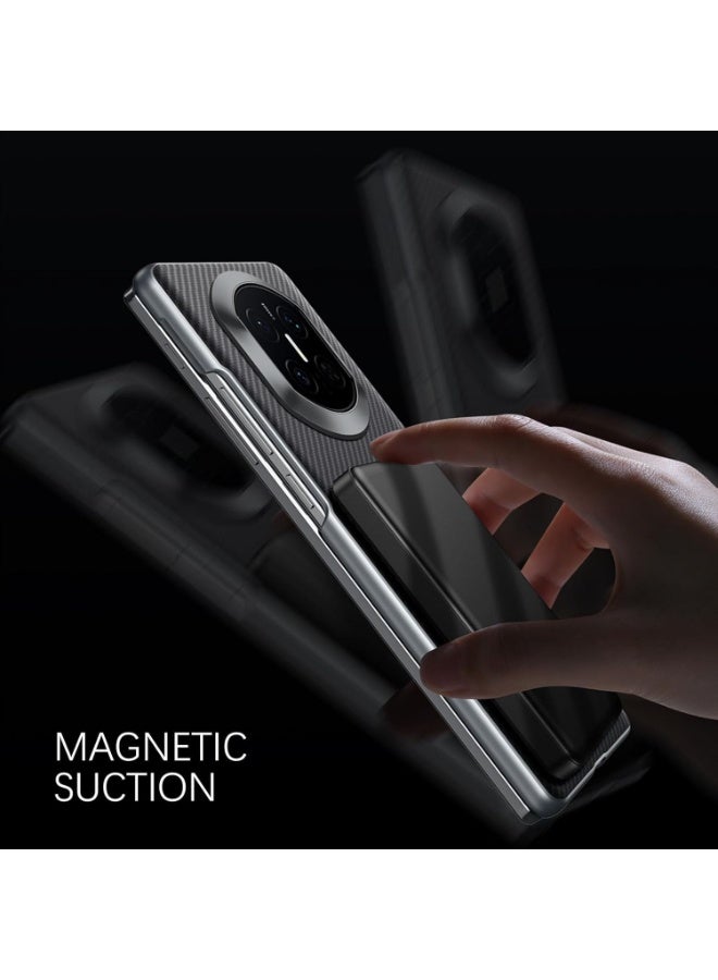 SULADA Magnetic Leather Case for Huawei Mate X7, Carbon Fiber Texture, Hinge Cover Camera Protection, Black - Image 4