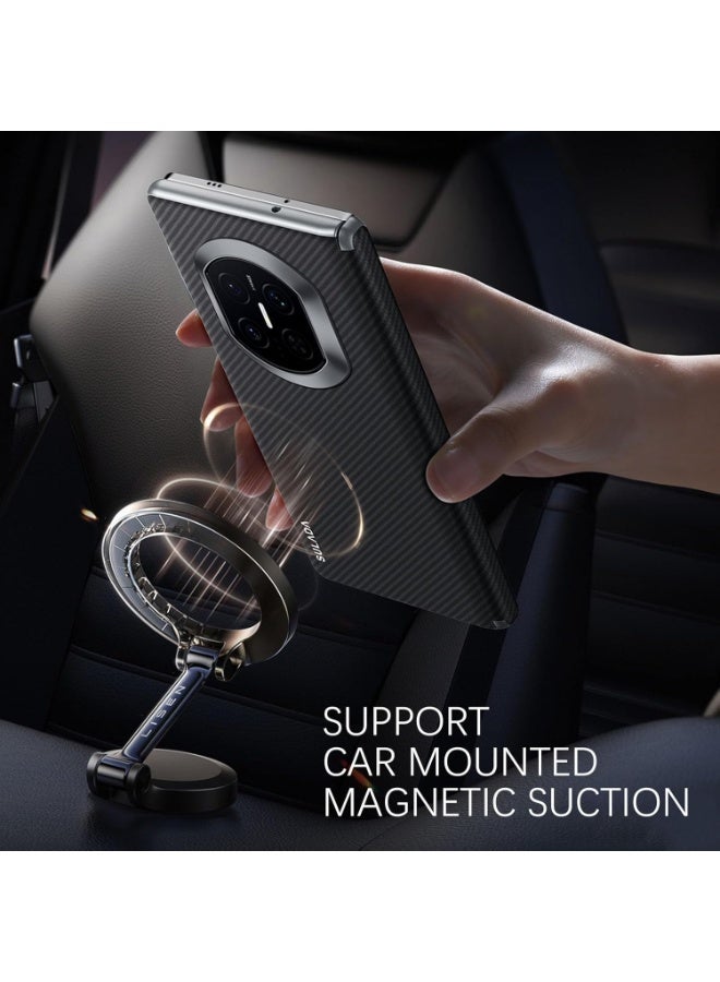 SULADA Magnetic Leather Case for Huawei Mate X7, Carbon Fiber Texture, Hinge Cover Camera Protection, Black - Image 2