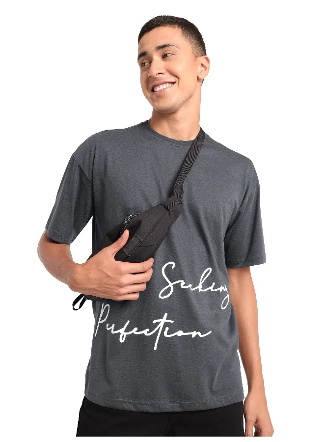 Beyoung Seeking Perfection Printed Oversized T-shirt for Men