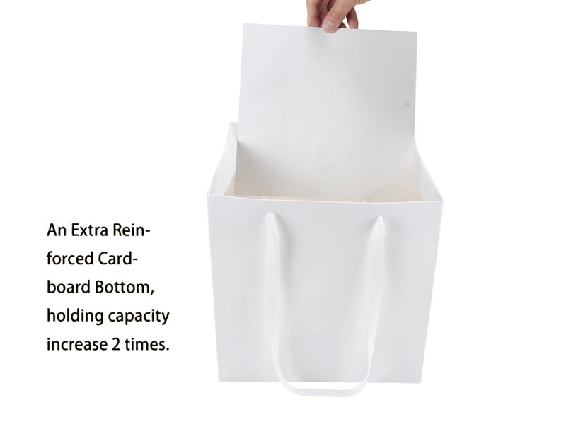 HUAPRINT White Paper Bags with Handles, Gift Bags Bulk 12 Pack, Large Square Size 10x10x10inch, Kraft, Party, Favor, Birthday, Goody, Take-Out, Merchandise, Retail - Image 4