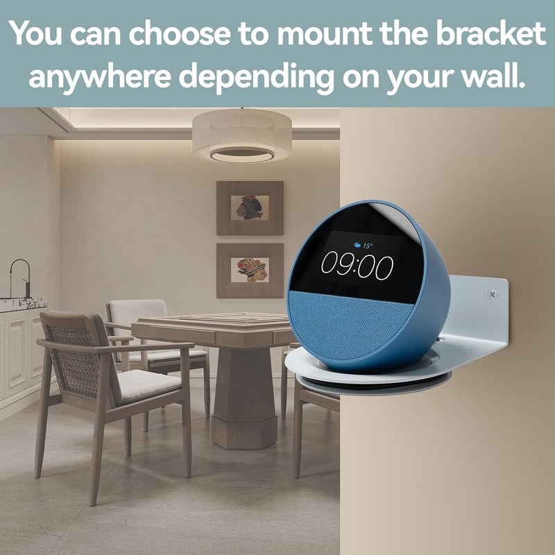 shinar Metal Wall Mount Compatible with Echo Spot 2024/Homepod 2, Bracket Accessories Stand Compatible with Spot/Homepod 2 Integrated Cable Management Max. 20 lbs (White) - Image 5