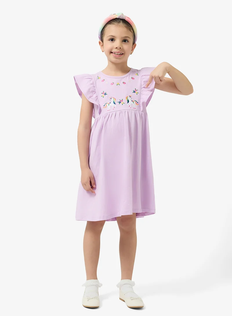 بنياتا فستان مطبوع بكشكش