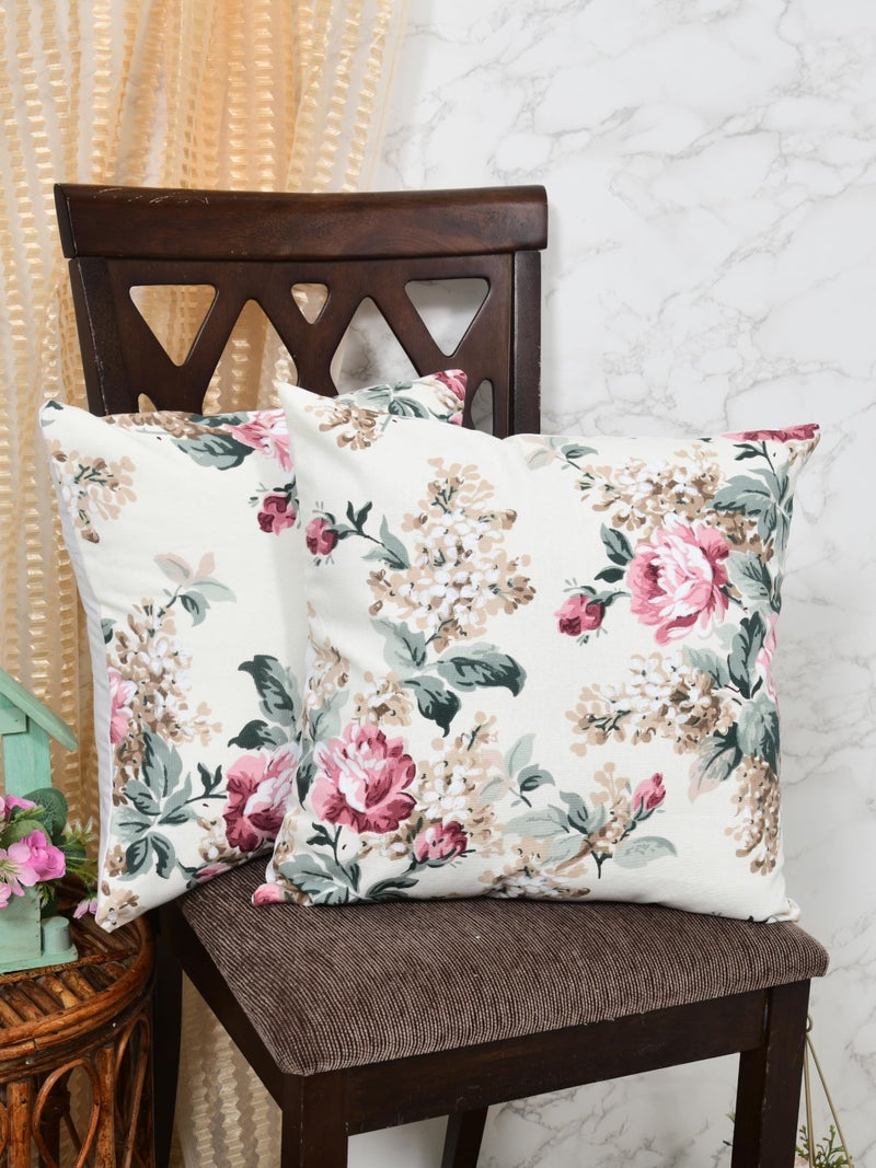 Clasiko Premium Duck Cotton Decorative Throw Cushion Covers for Sofa Living Room ; Set of 5; 20x20 Inches; Vivid Blossom - Image 2