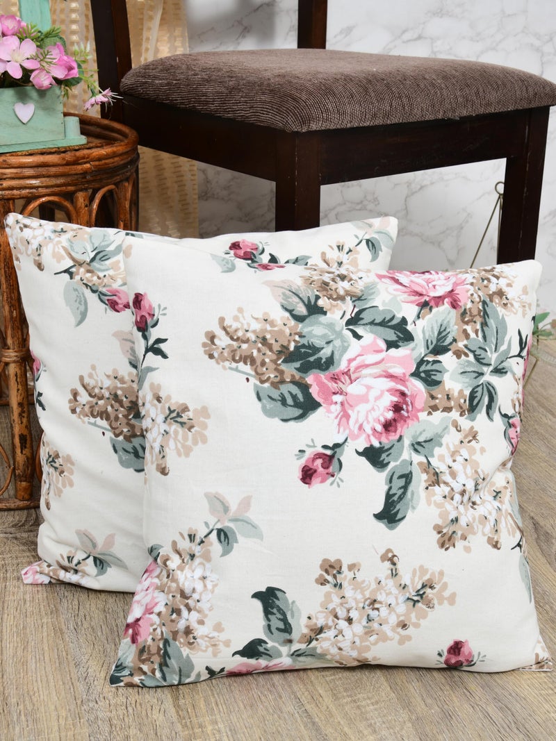 Clasiko Premium Duck Cotton Decorative Throw Cushion Covers for Sofa Living Room ; Set of 5; 20x20 Inches; Vivid Blossom - Image 4