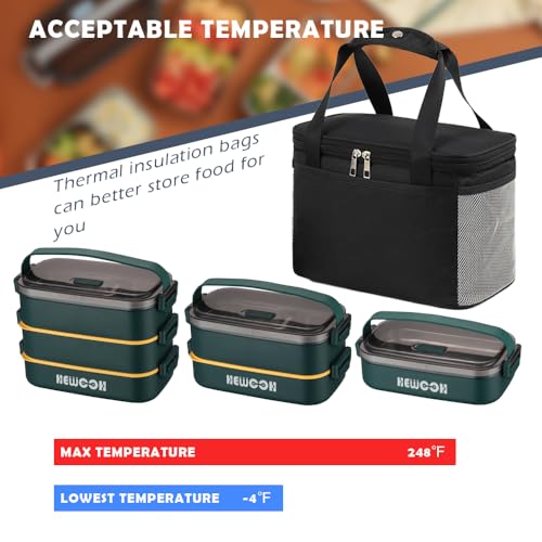 HEWOOH Bento Box Adult Lunch Box (74 Oz Large Capacity), Reusable, Leak-Proof, Including Lunch Bag, Fork And Spoon, 3 Dividers, Suitable For Work, Picnic, Dishwasher And Microwave Safe.(Green) - Image 4