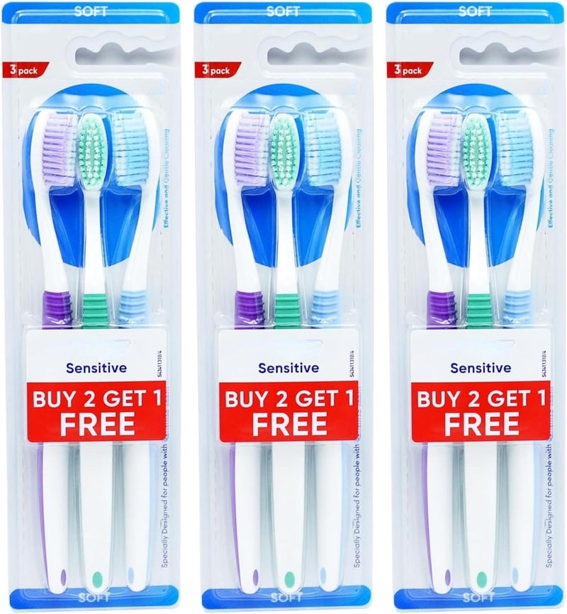 KRISP 9-Pack Soft Toothbrushes for Sensitive Teeth - Gentle Bristles for Adults and Kids, Ideal for Toddlers, Travel, and Everyday Use (Color May Vary) - Image 1