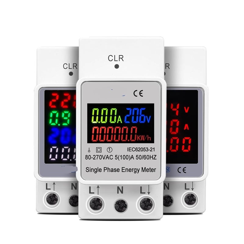 TOVAE 100A عداد مراقبة كيلووات ساعة على قضيب ديناميكي، مقياس جهد تيار متردد 80-270 فولت، مقياس واط، أميتر - Image 3