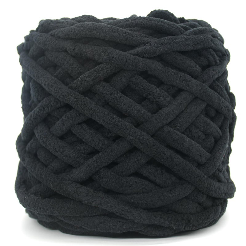 Chunky Chenille Yarn for CrochetingBlack Fluffy Velvet Plush Yarn Thick Soft Chunky Chenille Yarn Baby Blanket Yarn for Crocheting Knitting Beginners 100gBlack