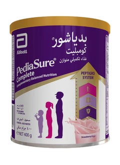 بدياشور بدياشور تركيبة حليب الأطفال الكاملة بيبتريجرو في مرحلة النمو من 1 إلى 10 سنوات بنكهة الفراولة 400 جرام 