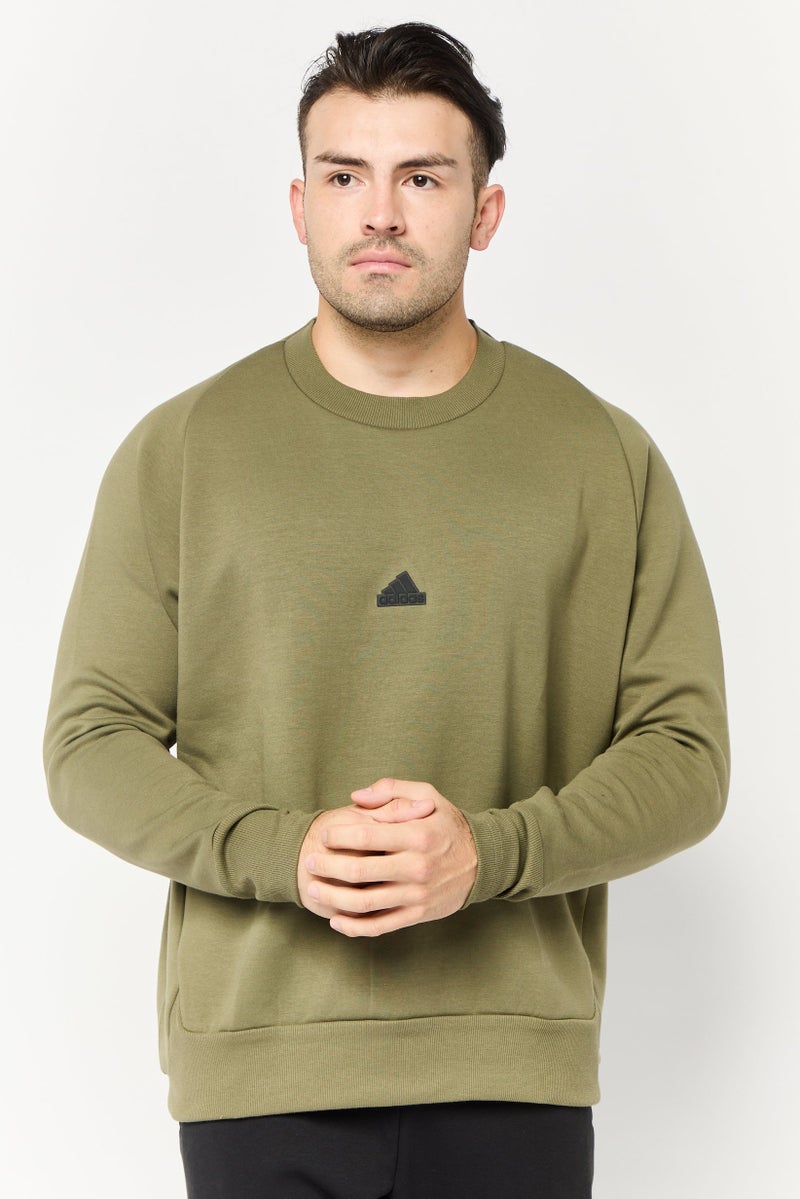 Adidas Men Sportswear Fit Long Sleeves Outdoor Sweatshirt, Dark Olive  - Image 1