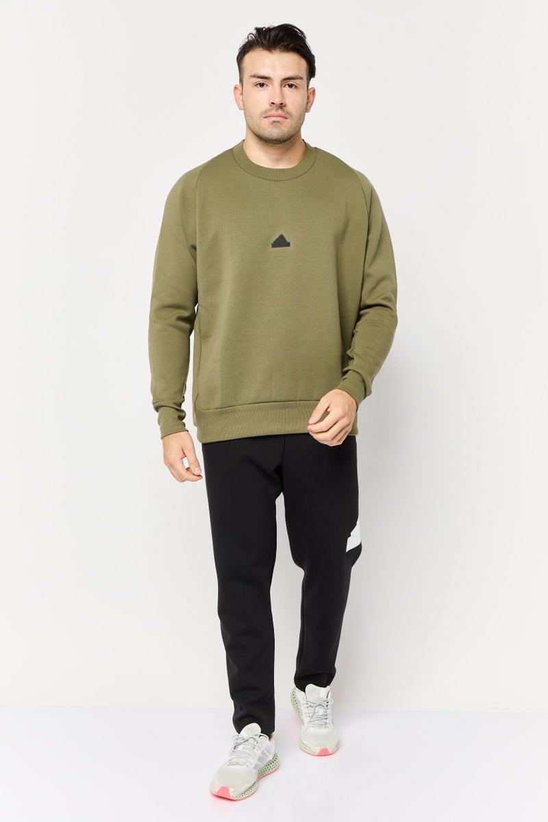 Adidas Men Sportswear Fit Long Sleeves Outdoor Sweatshirt, Dark Olive  - Image 2