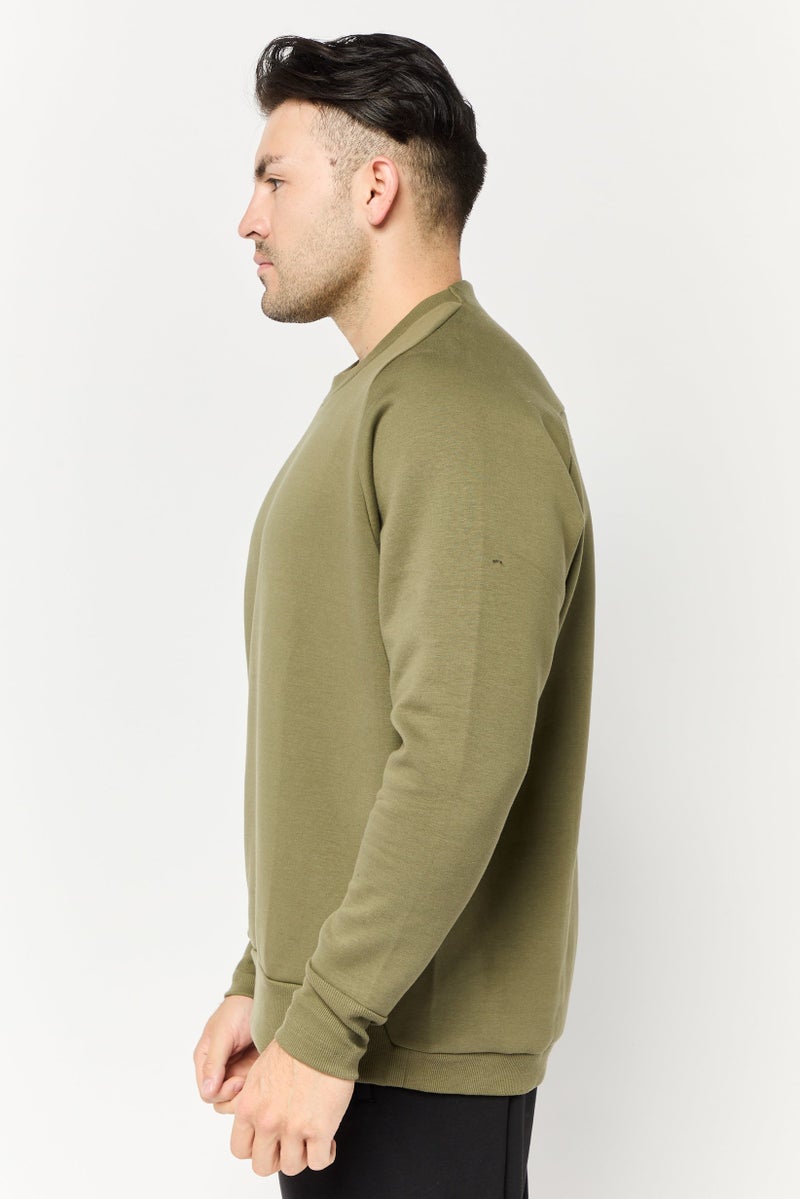 Adidas Men Sportswear Fit Long Sleeves Outdoor Sweatshirt, Dark Olive  - Image 3