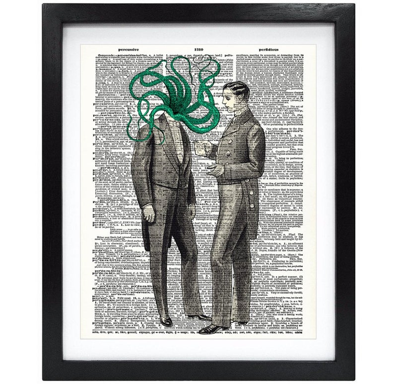 Susie Arts 8X10 Unframed Gentleman Octopus Upcycled Vintage Dictionary Art Print Book Art Print Home Decor Funny Wall Art V061 - Image 3