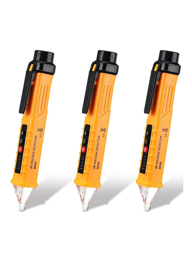 Voltage Meter Tester, 3 PCS AC 12-1000V Non-Contact Voltage Detector, Buzzer Alarm Electrical Testing, Led Flashlight Wire Tester, Electrical Tool Powered Tester Pen, for Live Null Wire Judgment - Image 1