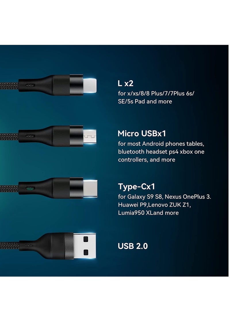ELTRAZONE - Multi Charging Cable 3 in 1 Charging Cable, USB A to Lightning/Type C/Micro USB Charger Sync Cable Compatible with iPhone, iPad, Samsung Galaxy, Huawei, LG, Sony, HTC, OnePlus - Image 1