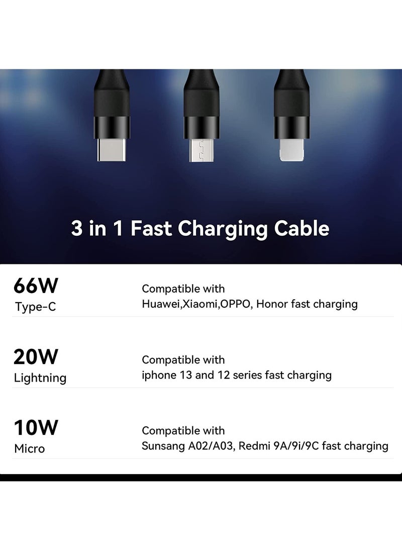 ELTRAZONE - Multi Charging Cable 3 in 1 Charging Cable, USB A to Lightning/Type C/Micro USB Charger Sync Cable Compatible with iPhone, iPad, Samsung Galaxy, Huawei, LG, Sony, HTC, OnePlus - Image 1