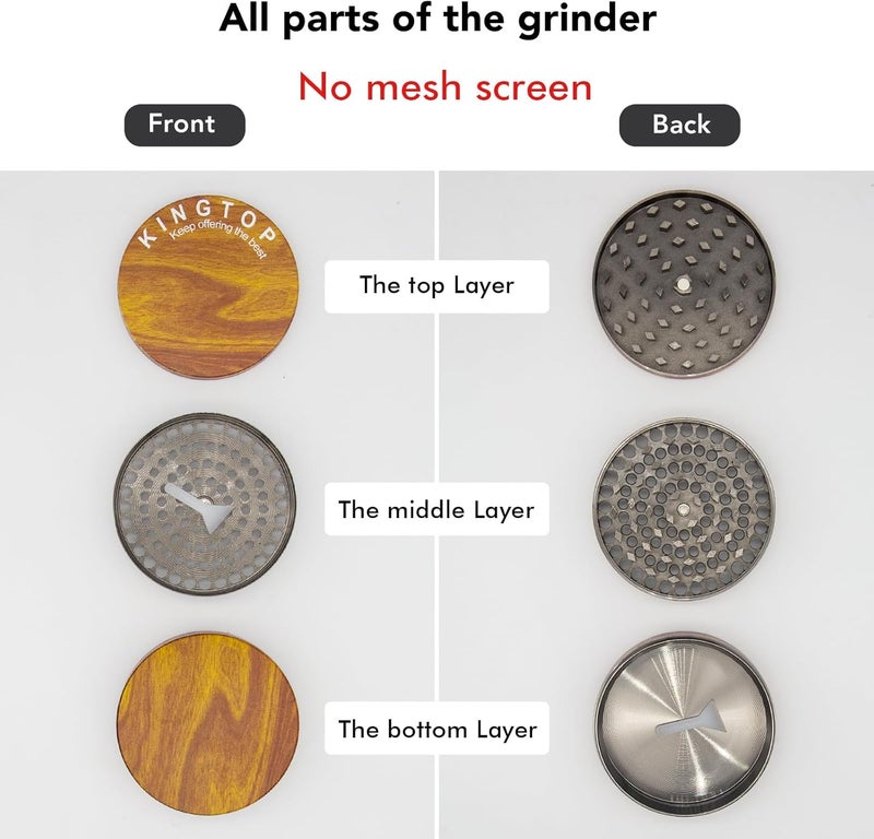 KINGTOP Grinder, Large 3" Spice Grinder (Wood Grain Brown) - Image 2