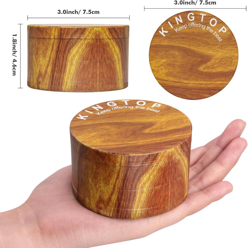 KINGTOP Grinder, Large 3" Spice Grinder (Wood Grain Brown) - Image 4