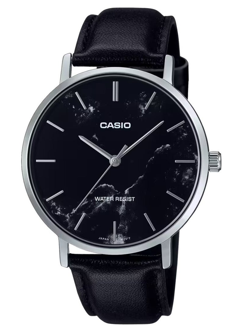 كاسيو ساعة رجالية انالوج بسوار جلدي مقاومة للماء - MTP-VT01LM-1AUDF - Image 1