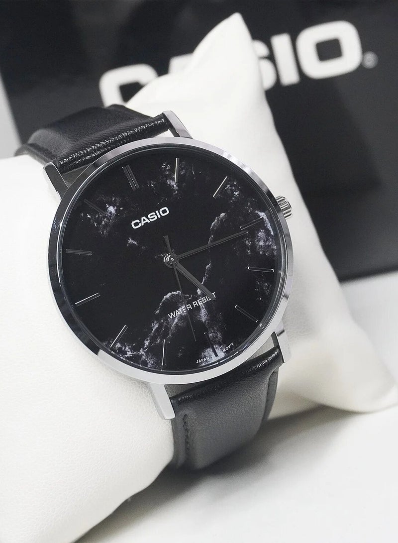 كاسيو ساعة رجالية انالوج بسوار جلدي مقاومة للماء - MTP-VT01LM-1AUDF - Image 2