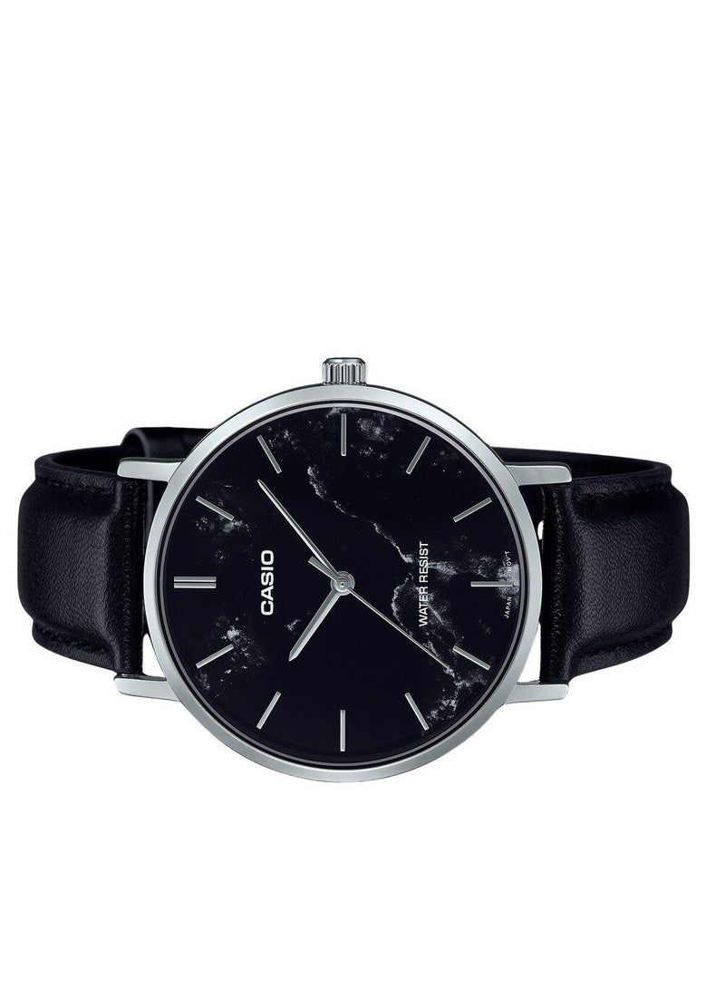 كاسيو ساعة رجالية انالوج بسوار جلدي مقاومة للماء - MTP-VT01LM-1AUDF - Image 3