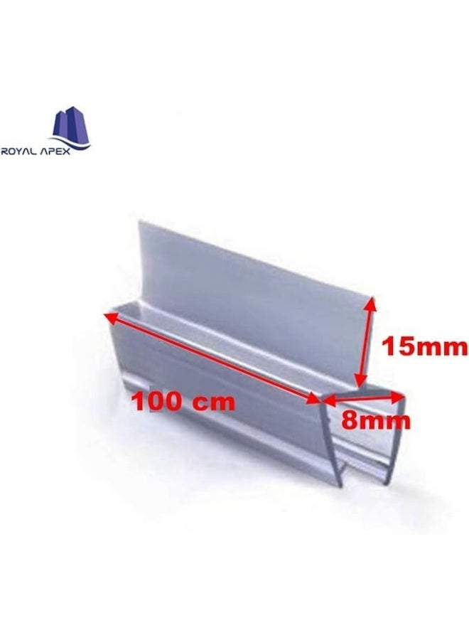Biella 6Pcs Translucent Weather Stripping Seal Sweep With Drip Rail, Shower Door Pvc Silicone Lip Seal Strip For Frame-Less Glass (1 Meter ÃÂ Center Lip, 8Mm)  - Image 2