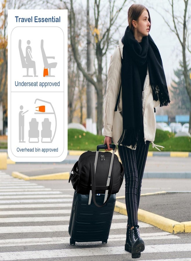 TOPDesign حقيبة سفر دافل من توب ديزاين للنساء، حقيبة رياضية مبطنة مع جيب مقاوم للماء، حقيبة سفر صغيرة مع جيب للأمتعة (أسود) - Image 2