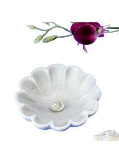 R&M R&M RM Flower Bowl Marble Urli | Showpiece Decor Fruit Bowl, Birdbath, Kitchen, Pooja Room, Desk, Dinner Table | Gift for Anniversary, Birthday, Festival & Ceremony Marble Candle Holder Bowl | White  - Image 1