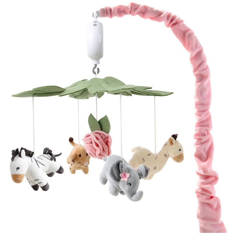 The Peanut Shell The Peanutshell Crib Mobile for Girls - Soft Pink Musical Baby Crib Mobile with 12 Lullabies, Cute Animal Baby Wildest Dreams Nursery Decor - Image 1