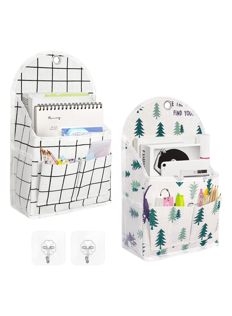 عام منظم جداري مع سلة تخزين من النسيج بجيب مقاوم للماء وشنطة باب ورف خزانة مع خطافات للمطبخ وغرفة النوم والحمام وغرفة المعيشة - Image 1